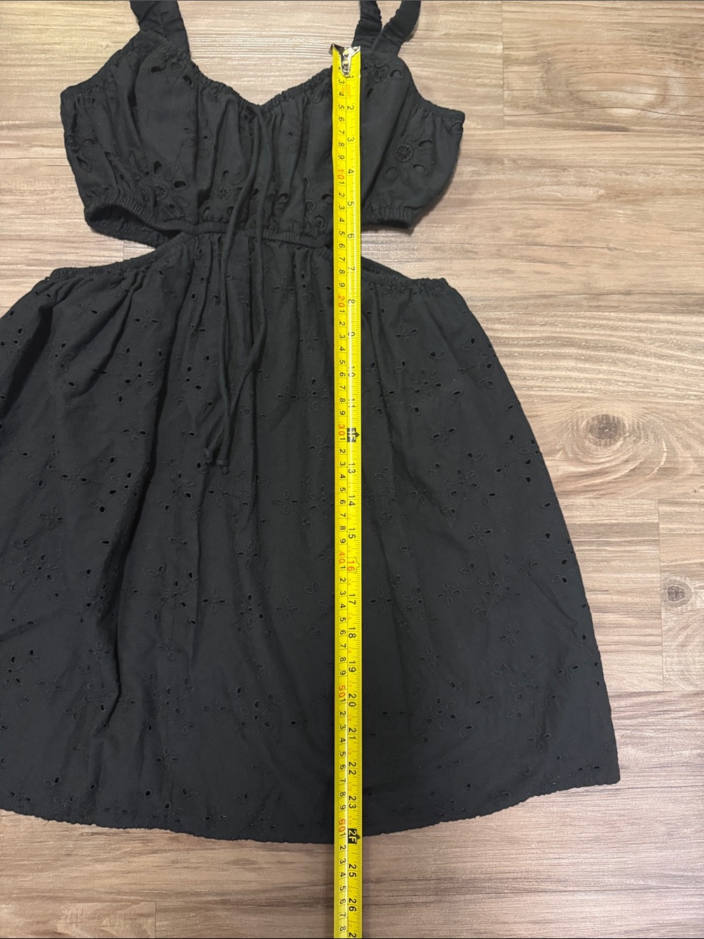 American Eagle Eyelet Cutout Babydoll Mini Dress XS Black 100% Cotton - Picture 7 of 15
